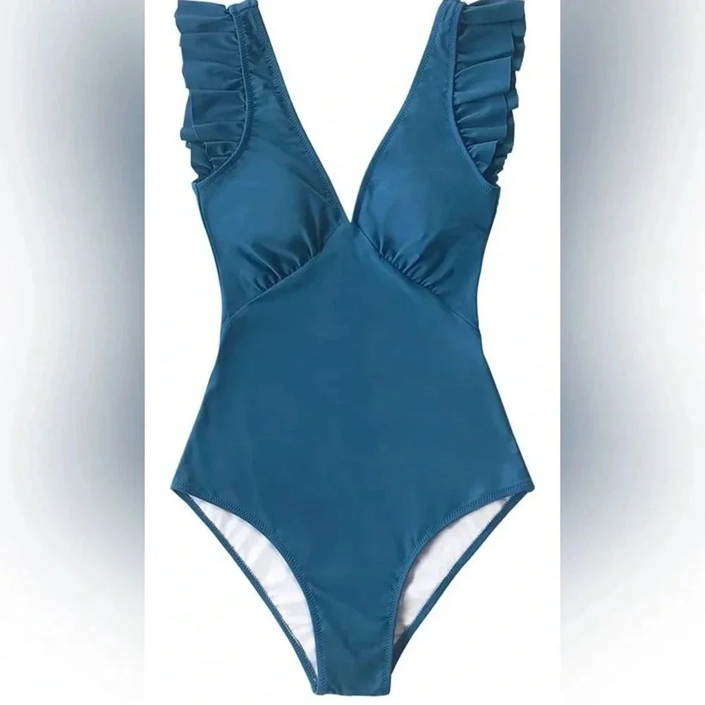 Cupshe women’s one piece teal swimsuit sz L NWT